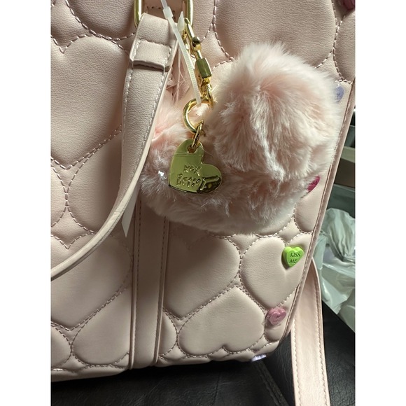 Betsey Johnson‎ Pink Heart Candy Conversation Hearts Tote Bag Purse - Picture 11 of 13